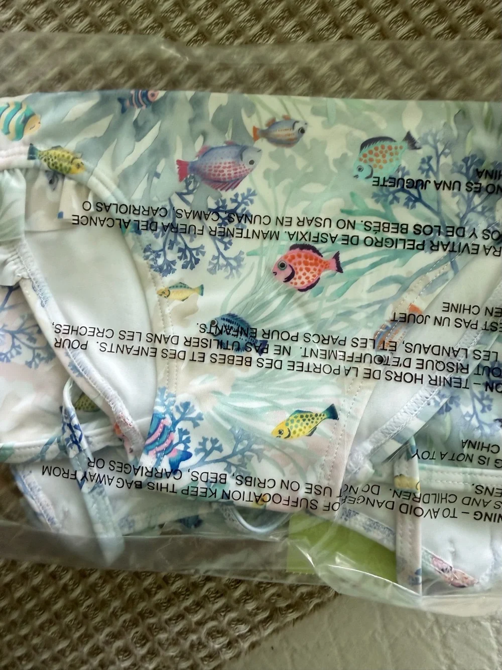 Jamie and Jack girls 18 to 24 months Sea Life Print Swimsuit- Light blue nwt